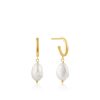 Bridal Ania Haie | Ania Haie Oorring Pearl Mini Hoop Gold