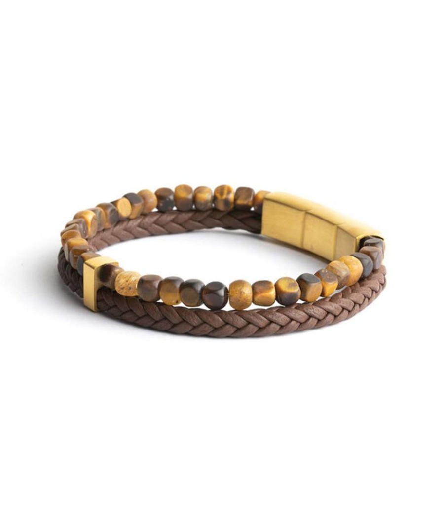 Heren Gemini | Gemini Armband Double Brown M-L