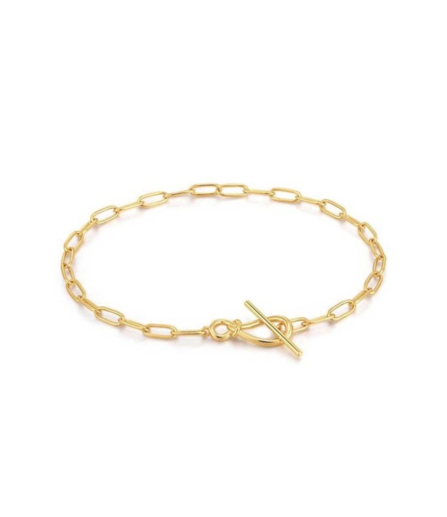 Juwelen Ania Haie | Ania Haie Armband Gold Knot T Bar Chain