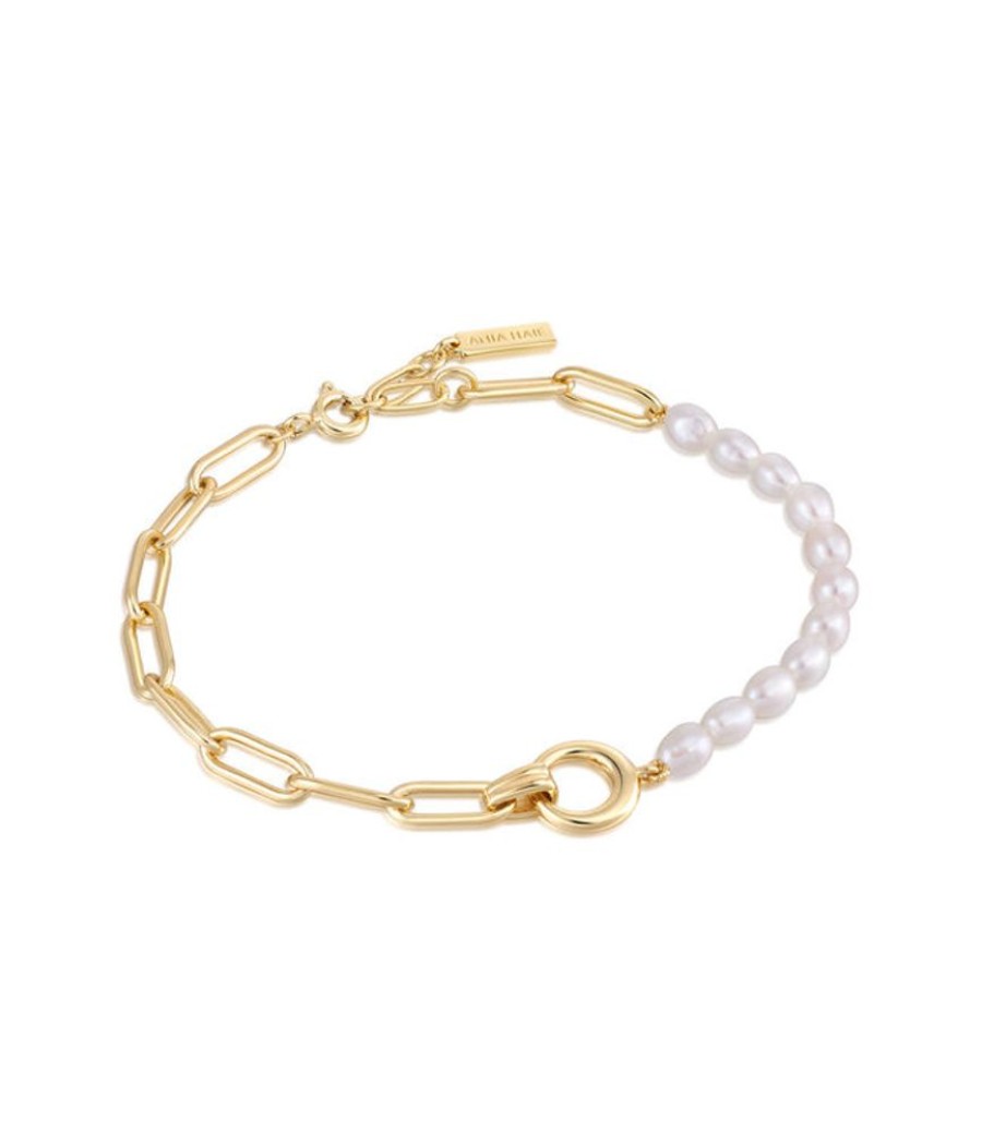 Juwelen Ania Haie | Ania Haie Armband Gold Pearl Chunky Link Chain