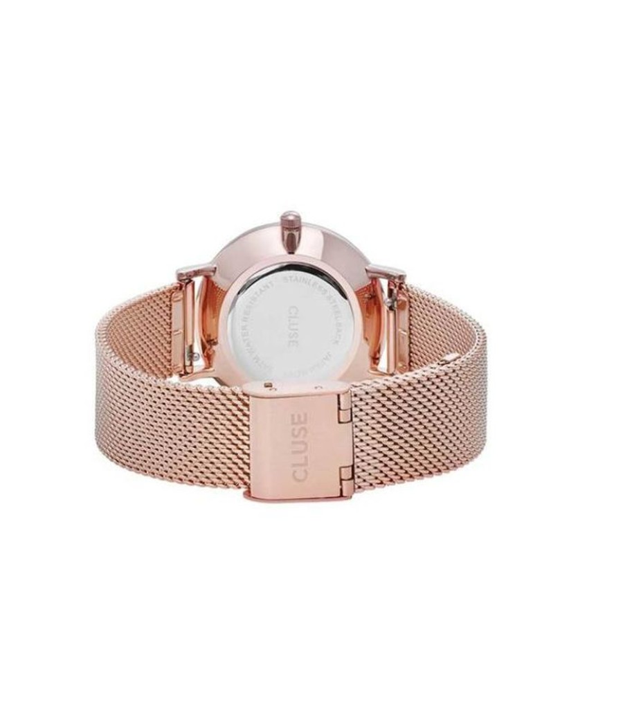 Uurwerken Cluse | Cluse Uurwerk Minuit Mesh Rose Gold/White