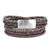 Heren Steel & Barnett | Steel & Barnett Leather Bracelet Bonacci Dark Brown M