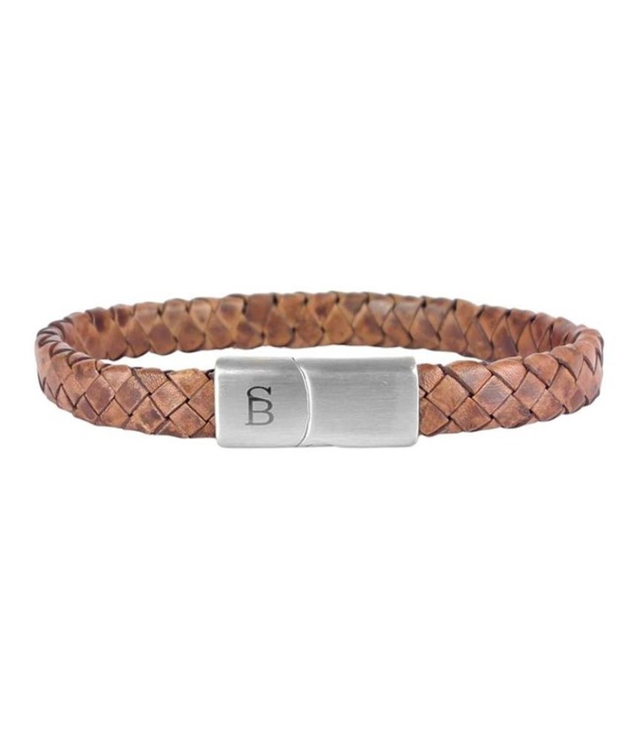 Heren Steel & Barnett | Steel & Barnett Leather Bracelet Riley Caramel M