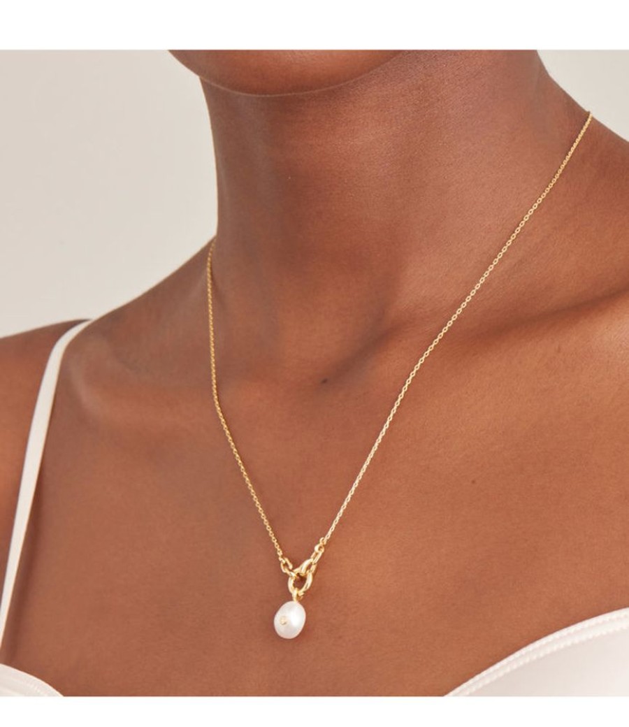 Juwelen Ania Haie | Ania Haie Halsketting Gold Pearl Sparkle Pendant