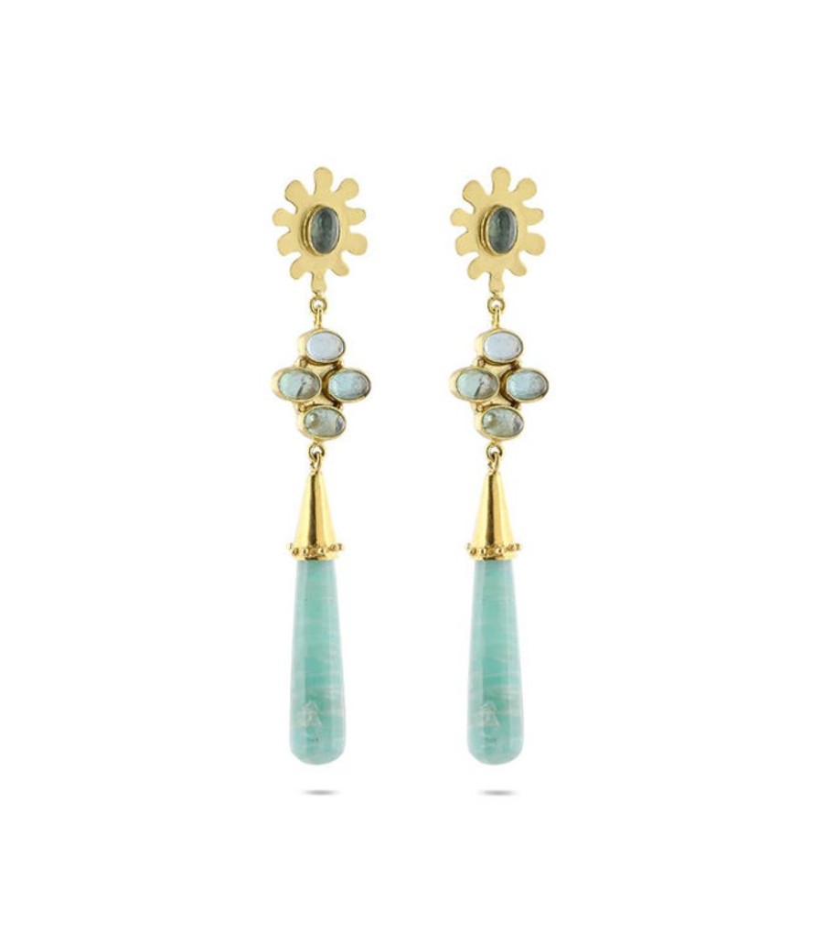 Juwelen Christine Bekaert | Christine Bekaert Oorring Ocean Whispers Amazonite