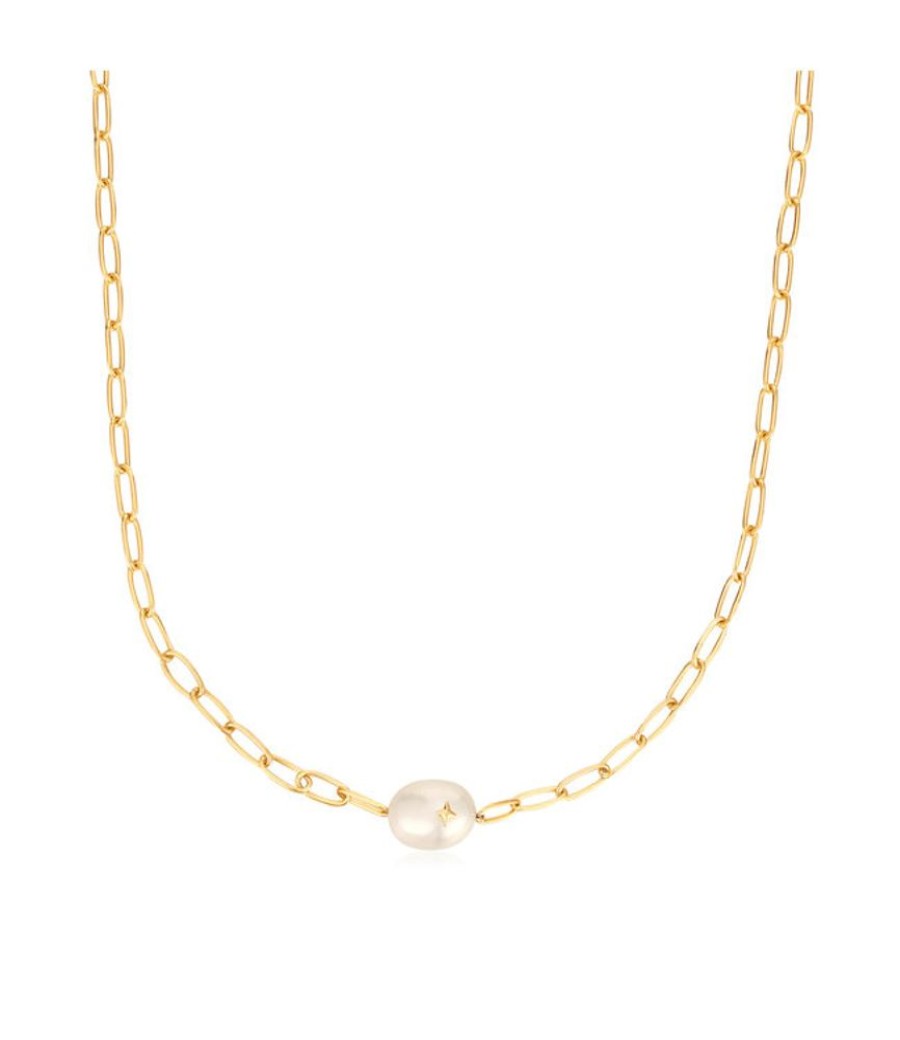 Juwelen Ania Haie | Ania Haie Halsketting Gold Pearl Sparkle Chunky Chain