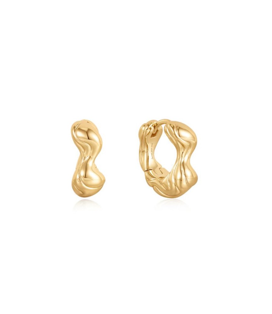 Juwelen Ania Haie | Ania Haie Oorring Taking Shapes Twisted Wave Thick Hoop Gold