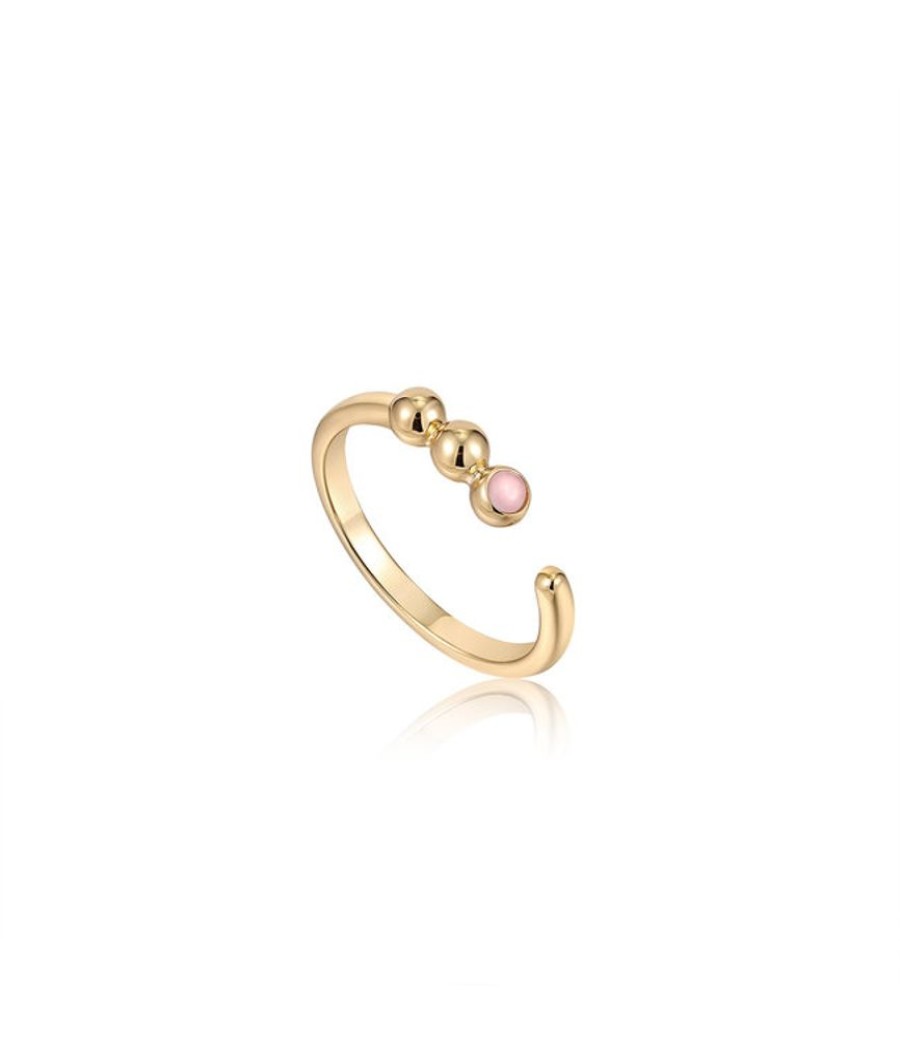 Juwelen Ania Haie | Ania Haie Ring Orb Gold/Rosequartz