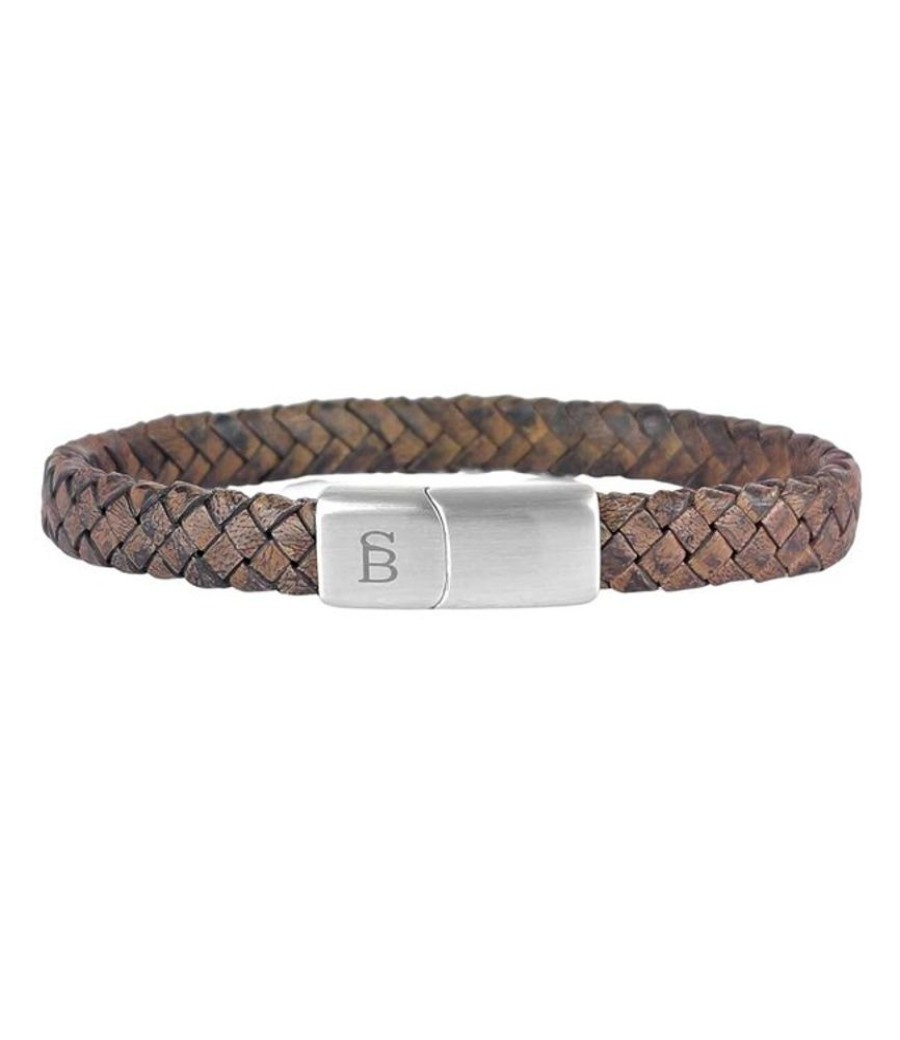 Heren Steel & Barnett | Steel & Barnett Leather Bracelet Riley Vintage Brown M