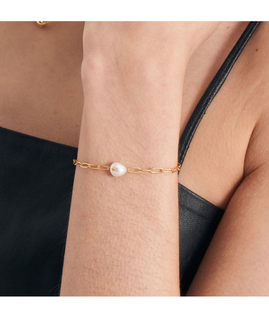 Juwelen Ania Haie | Ania Haie Armband Gold Pearl Sparkle Chunky Chain